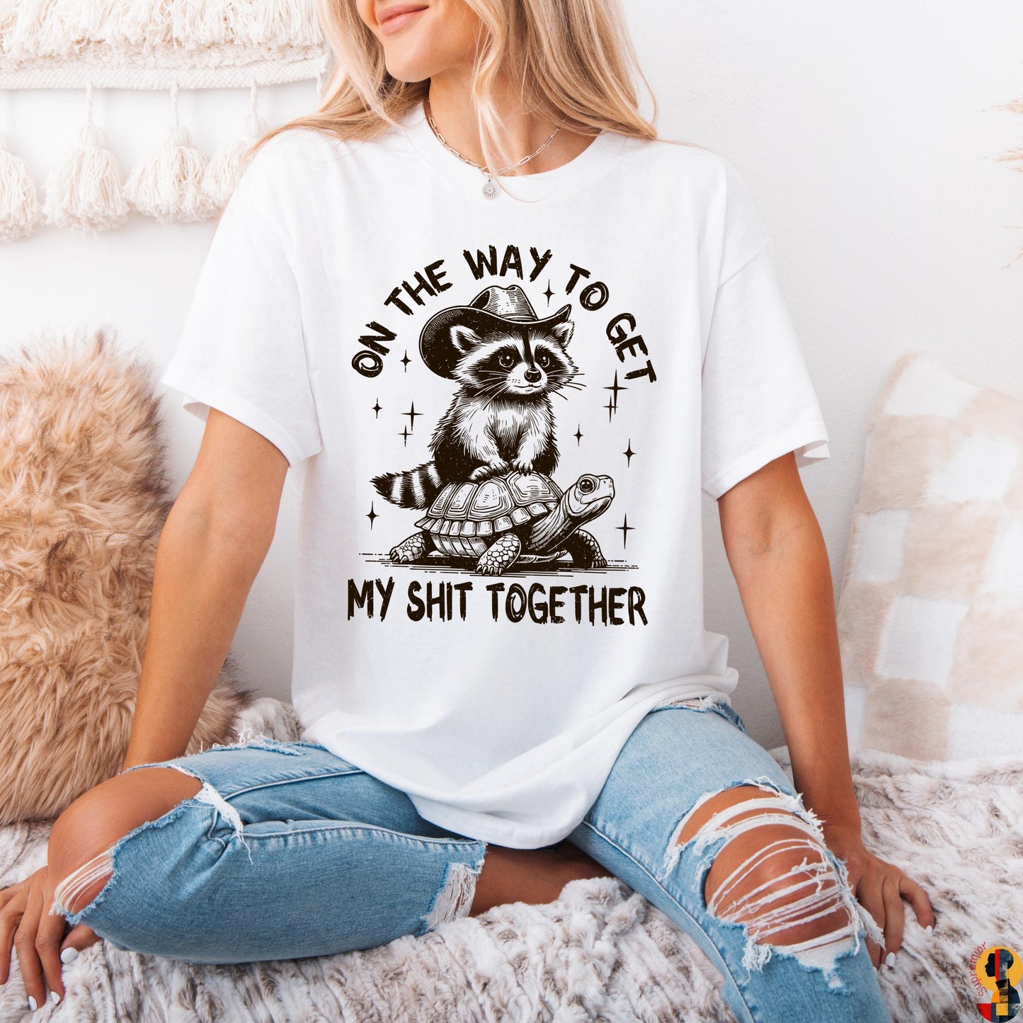 Funny Raccoon Hoodie, On The Way To Get My Shit Together Shirt, Cowboy Raccoon Sweatshirt, Cute Animal Graphic Tee, Gag Gift for Her